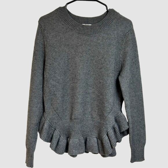 Anthro dRa Los Angeles Peplum Sweater Ruffle Gray Minimalist Feminine sz. Small - Picture 1 of 6